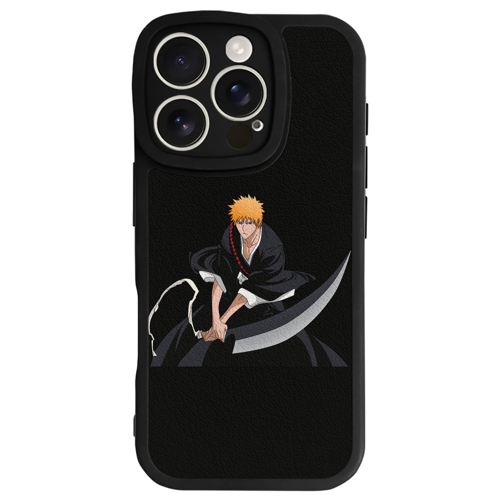 （画像用） ブリーチ 黒崎一護（くろさき いちご）BLEACH Kurosaki Ichigo 【iPhone 16シリーズ対応】シリコンスマホケース（レザー調） 材質：シリコン